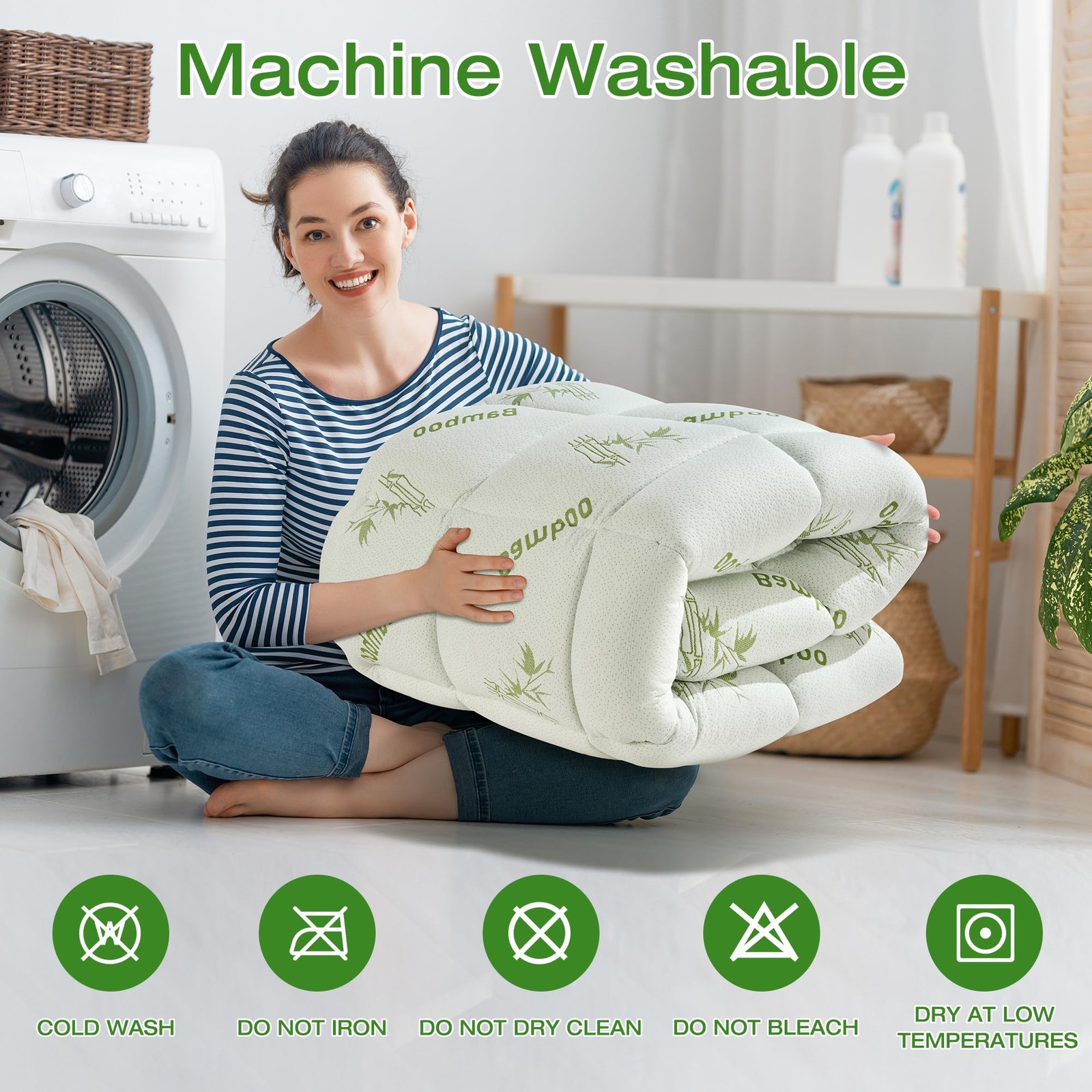 Easthome Mattress Topper Queen Size Viscose Derived from Bamboo, Thick Soft P...