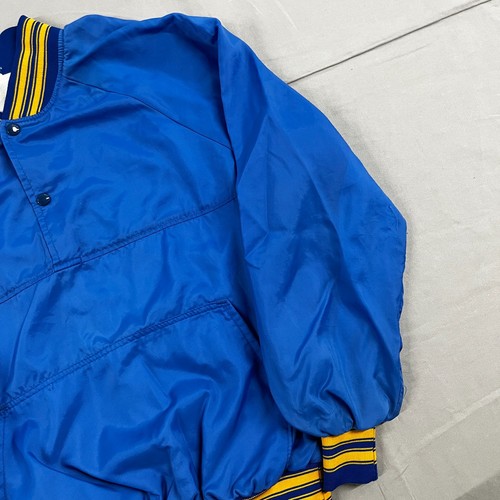 Vintage 80's Godfather Pizza Blue Satin Bomber Jacket Sz L USA - Picture 9 of 12