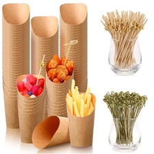 Potchen 500 Pcs Charcuterie Cups 100 Appetizer Cups 12 oz 400 Bamboo Picks Brown