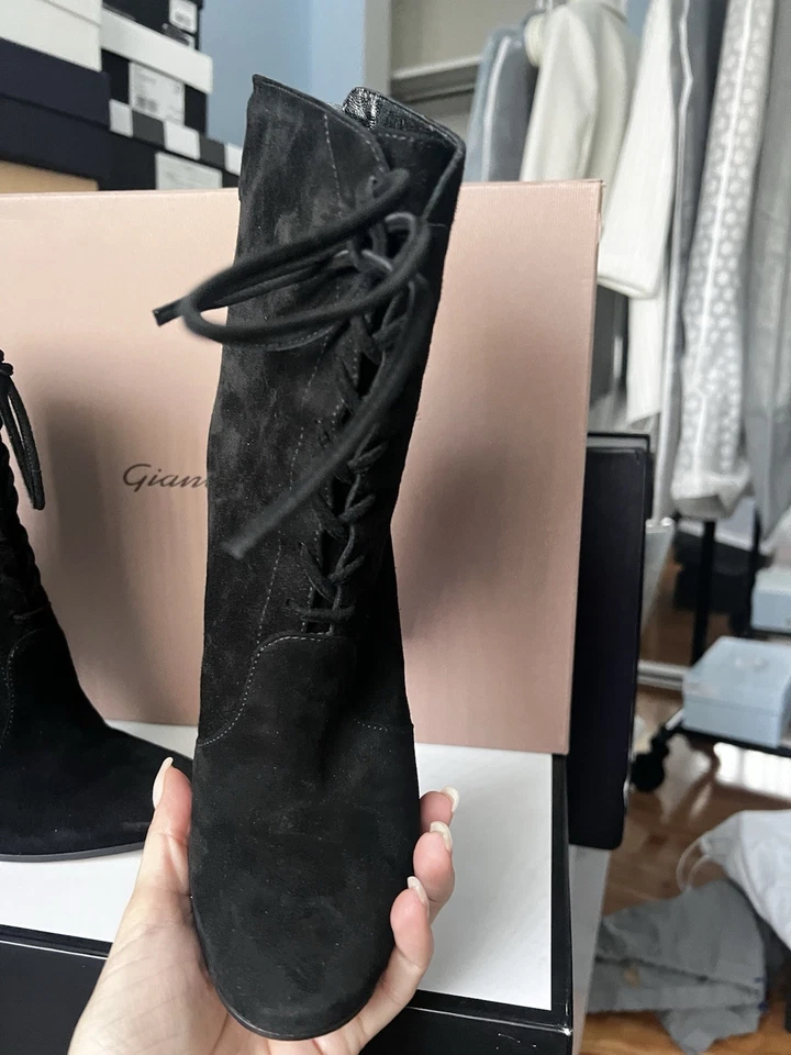 Gianvito Rossi Mujer Gamuza Cremallera Tacón Bloque Botines Beige Talla Eur 37 Foto 4 de 4