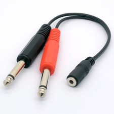 3 5mm Mini TRS Female to Dual 1 4 Mono TS Male Audio Splitter Cable