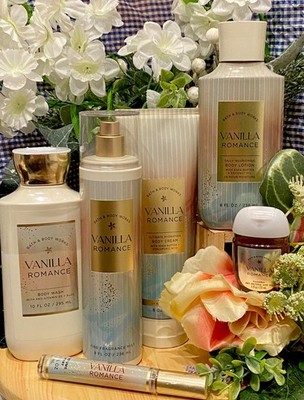 Bath & Body Works VANILLA ROMANCE 6 Pc SET Full Size w/EDP Perfume Spray,  New