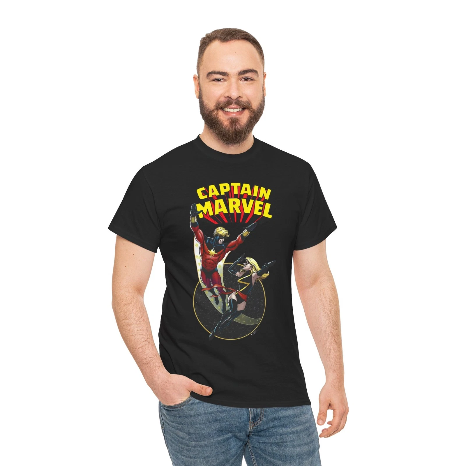 Captain Marvel T-Shirt - George Perez Art - Mar-Vell, Carol Danvers
