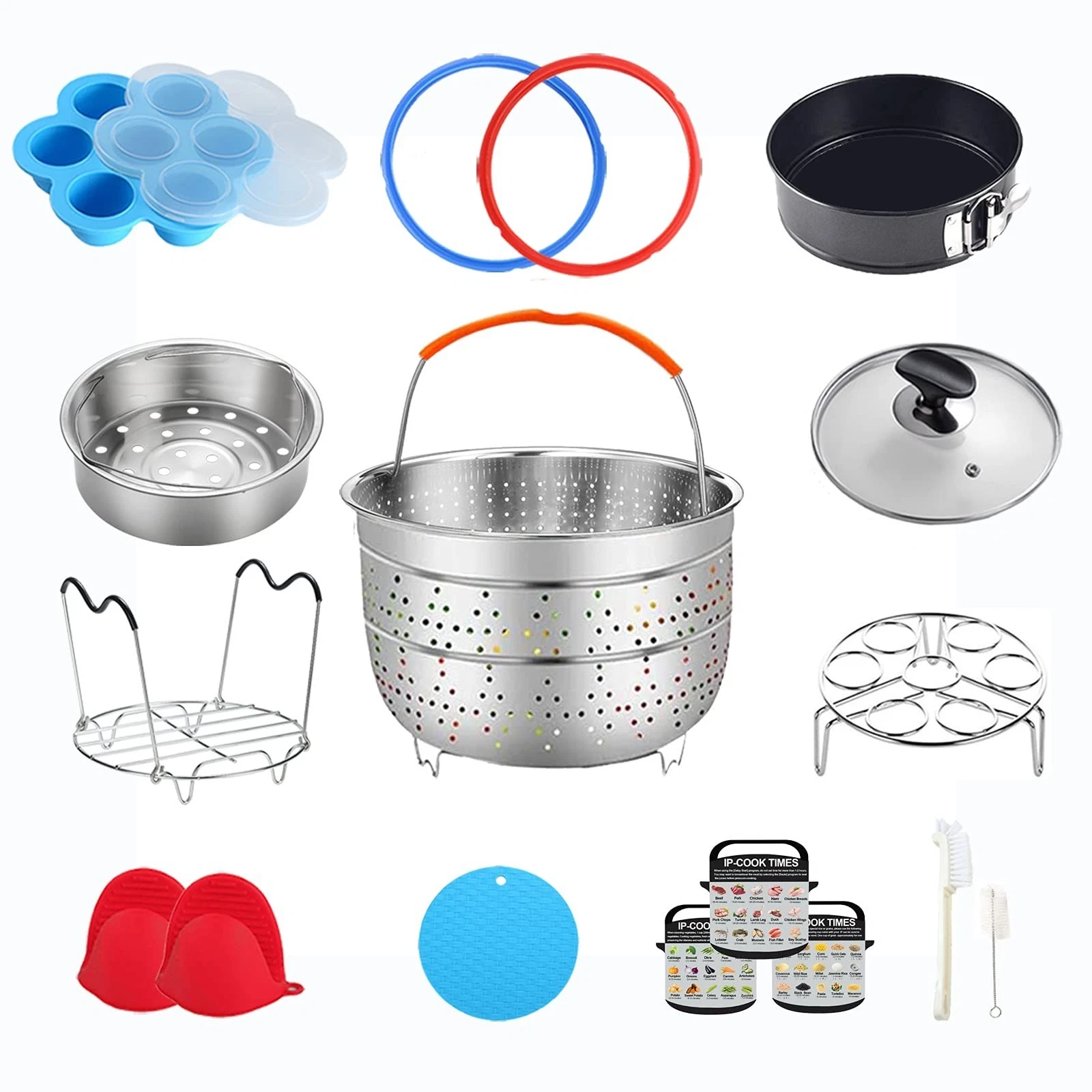 Pressure Cooker Accessories Set for 6 Qt - Steamer Basket, Silicone Rings, Egg M