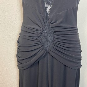 Vtg Jessica McClintock Black Halter Neck Size 8 Ruched Wide Leg Jumpsuit Dressy