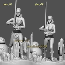 3D Pint Rey With Droid Garage Kit Figure Model Kit Unpainted Unassembled GK