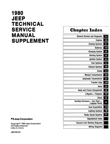 1980 Jeep Shop Service Repair Manual Book Supplement Engine Drivetrain Wiring - Picture 2 of 8