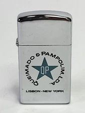 Vintage 1968 ZIPPO Slim Lighter Advertising "Queimado & Pampolim" Cork Company