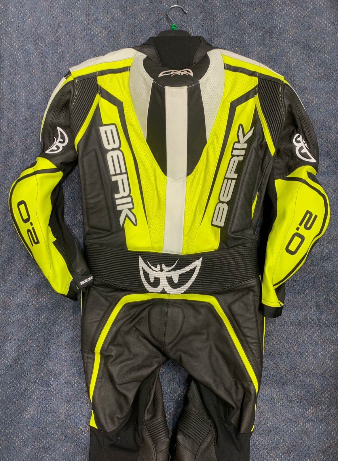 BERIK 2.0 DEFENCE 1 PIECE LEATHER MOTORCYCLE RACE SUIT 1PC BLACK FLURO