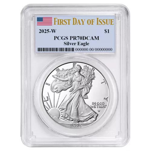 2025-W Proof $1 American Silver Eagle PCGS PR70DCAM FDOI Flag Label
