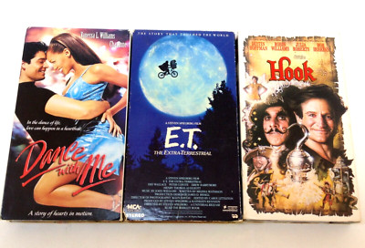 (3) Vintage Adventure Movie Lot VHS E.T.  Dance with Me  Hook