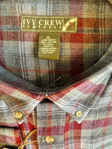 Ivy Crew Explorer Mens Button Down Shirt Sz XL Flannel Plaid Long Sleeve New - Picture 2 of 4