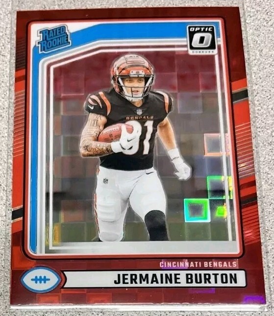 JERMAINE BURTON 2024 Donruss Rated Rookie Red Pandora Optic Preview - Bengals