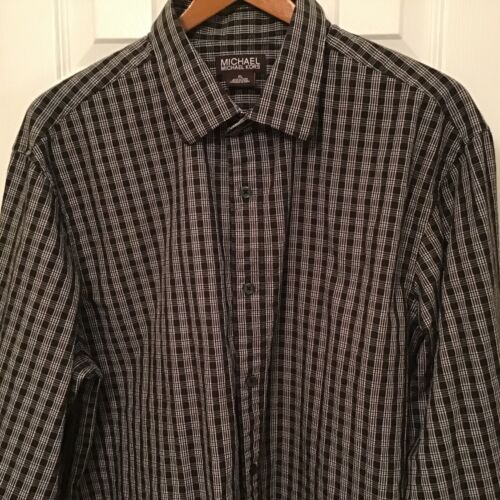 Michael Kors XL Cotton Long Sleeve Black Plaids & Checks Shirt - Picture 4 of 11