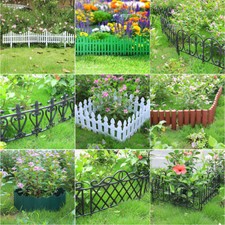 Plastic Picket Fencing Lawn Grass Border Panel Edge Garden Edging Wall Fence Set