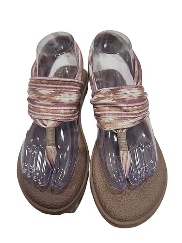 Sanuk Zapatos Sandalias Yoga Cojín Eslinga Abatible Beige Granate Azteca Para Mujer 7 - Imagen 1 de 7