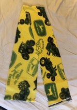 John Deere Fleece Scarf 5ft Never Worn Yellow Green Tractor Deer Print