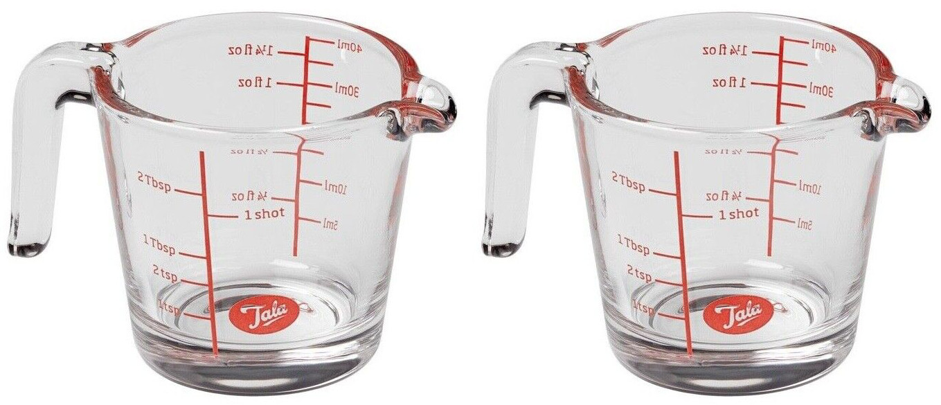 2x Tala Glass Cooking Mini Measuring Jug 40ml - Teaspoon Shots fl oz Tablespoon