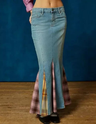 Urban Outfitters BDG Sasha Spliced Denim Maxi Skirt Size L - Picture 2 of 16