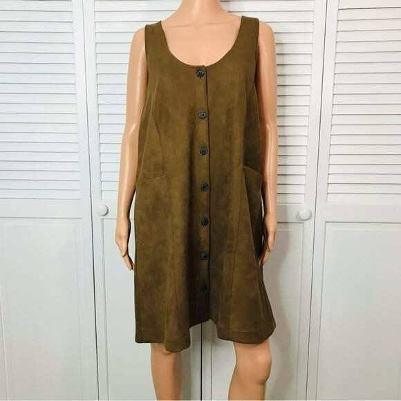plus size brown suede dress Chic Plus Size Autumn Brown Suede Dress for Holidays & Everyday Elegan –  Canary Houze main image 1