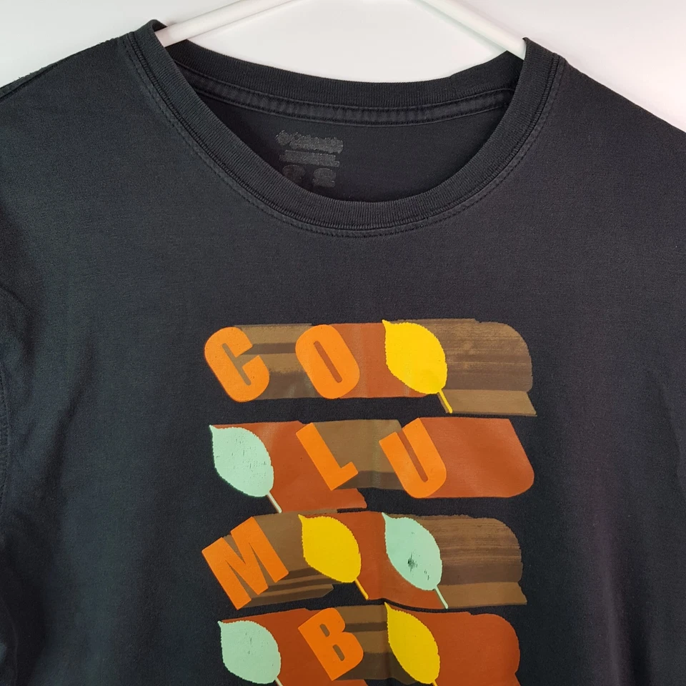 Columbia Autumn Shirt Mens S Grey Orange Front Leaf Graphic Regular Fit Crew Tee - Image 2 of 4