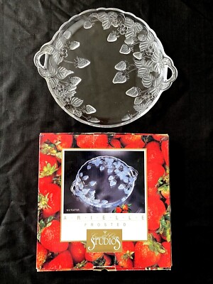 RARE Crystal Clear Studios 16'' Arielle 312897 Frosted Strawberry Serving Platter