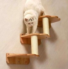 PETOMG  High quality Solid Wood Cat wall 3 Shelves and Scratch posts.