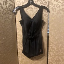 Jantzen Vintage Black Diver Embroidered Swimsuit Size 12 RUNS SMALLER