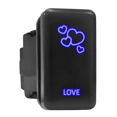 LOVE Blue LED Backlit Switch Tall Push Button 1.54''x 0.83'' (Fit: Toyota)