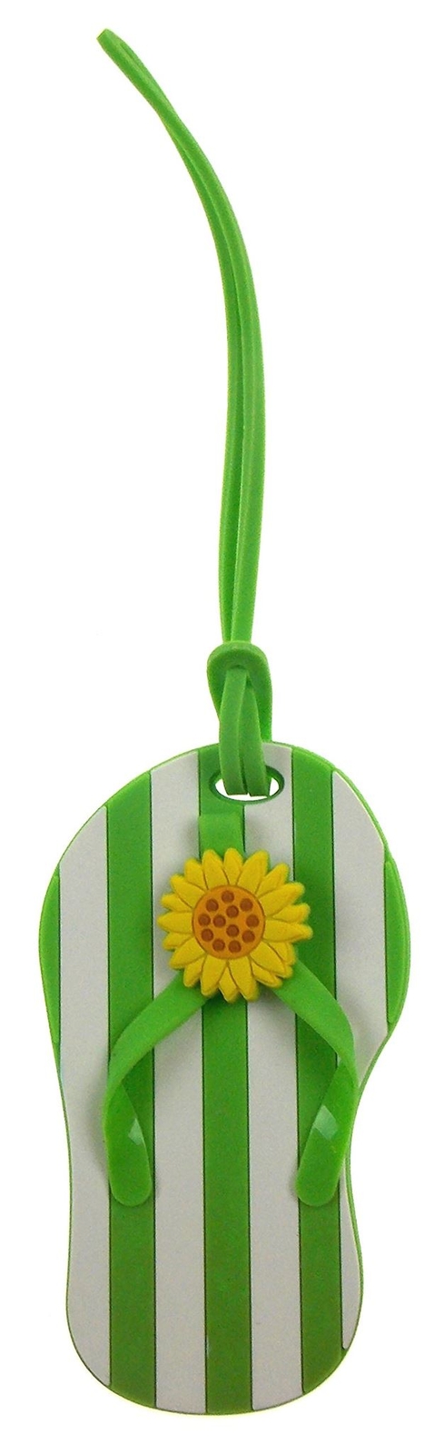 Beach Flip Flop Luggage Tags Green White Striped Set 4 Gift Beach Travel ID Name