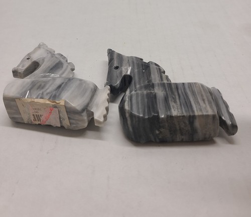 Juego De Colección De 2 Estatuillas Miniatura Pequeña Cabeza De Unicornio Mármol Piedra Tallada A Mano - Imagen 8 de 10