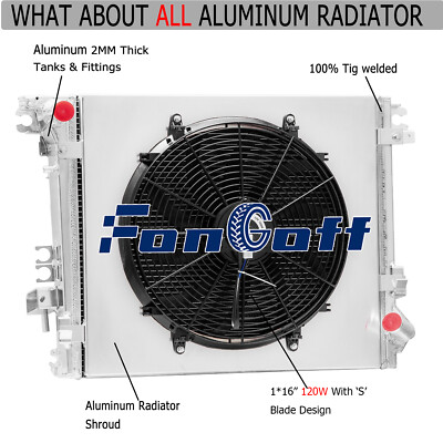 3-Row Radiator+Shroud Fan Fits 18-2023 Jeep Wrangler JL Gladiator 2.0L 3.0L 3.6L