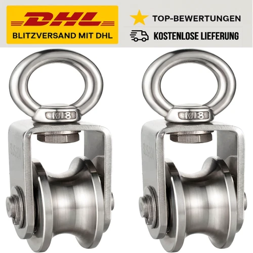 Edelstahl Seilrolle Umlenkrolle 400kg | 2 Kugellager