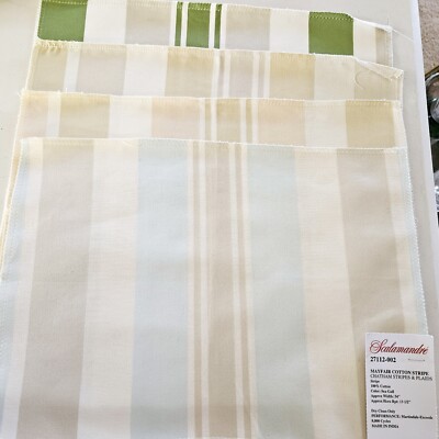 (4) SCALAMANDRE Fabric Sample Remnants - MAYFAIR COTTON STRIPE - 13''x9 1/2- $175