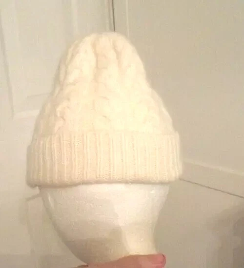 Ralph Lauren Kids Cable Knit Hat Beanie Cap Lambswool Angora Ivory - Image 2 of 4