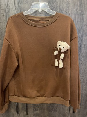 Teddy Bear In The Pocket Oversized Pullover Kawaii Sleepwear Cute Loose  Sweater | eBay