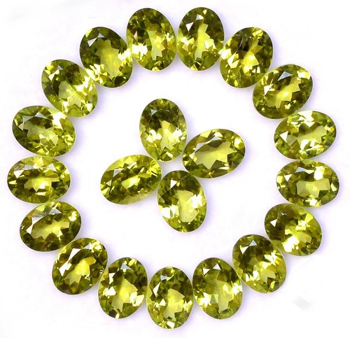 8x6 mm Natural Peridot Oval Cut Lot 10 Pcs Untreated Faceted Loose Gemstones - Picture 4 of 5
