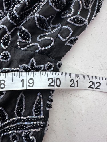 Vintage Naeem Khan Riazee Heavy Beaded Long Sleeve Silk Top Black Silver Size XL - Picture 11 of 14