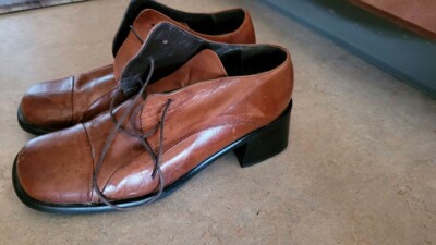 靴 Vintage square toe Leather Shoes Vintage 1970's Square Toe Captoe Platforms 40 (Mens 6.5) | eBay
