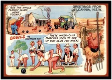 Postcard Humorous Drawing Cartoon Animation - Aussie Lawn Bowls