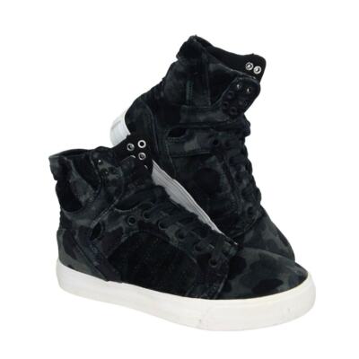Supra Muska Womens Pre-owned Skytop Green Camo Velvet Sneakers  WOW!!