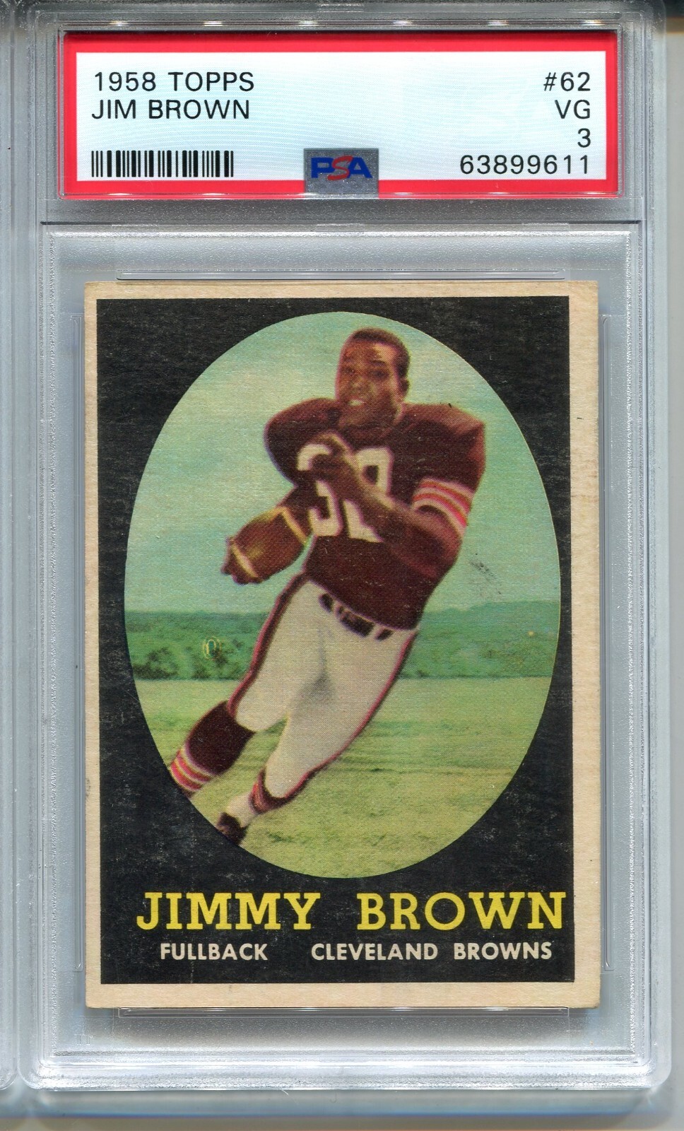 1958 Topps Jim Brown Rookie Card RC Graded PSA 3  Football #62