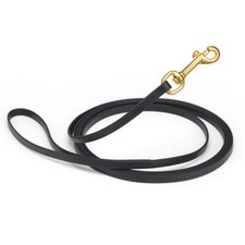 Dog Pet Leash Black w/ Brass Hardware W 3/8" - L10'