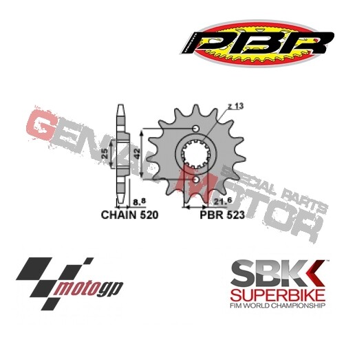 523 14 18NC Front Sprocket PBR Size 520 - 14 KAWASAKI NINJA 250R