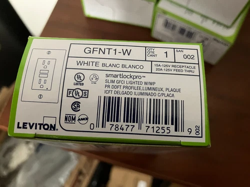 Leviton GFNT1W Antenna - White GFI OUTLET NEW