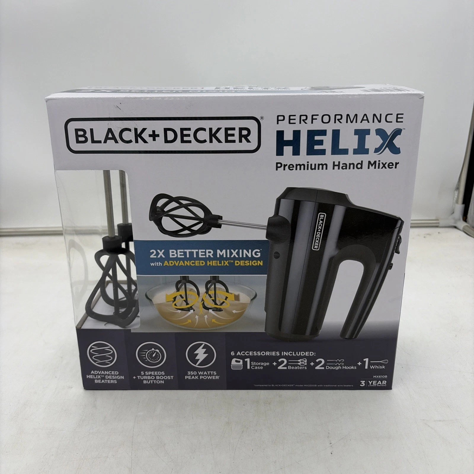 New Black+Decker Performance Helix Hand Mixer MX610B 5-Speed Turbo 350W Case 😊
Opens in a new windo