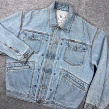 VTG Calvin Klein Denim Jacket Mens Large Light Wash Blue Urban Jeans Trucker 90s