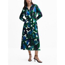 Mango Green Printed Shirt Dress | Azadea Lebanon - size 6 - NEW