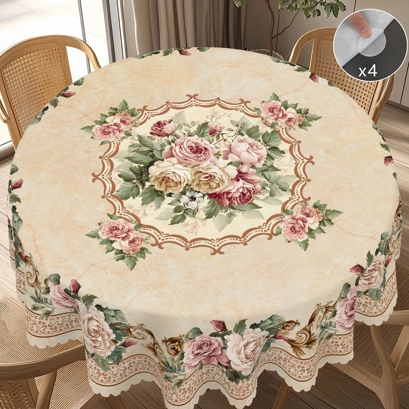 1PC Retro Floral Pattern Tablecloth Kitchen Dining Room Table Cover
