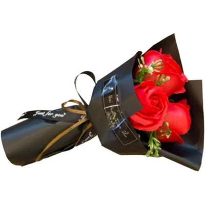 Red Artificial Rose Bouquet Soap Flower Petals Gift for Women Valentine's Day
